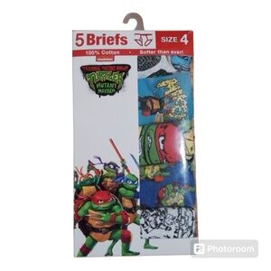 TMNT Boys Underwear 5 Pack Size 4 Cotton Briefs Nickelodeon Ninja Turtles